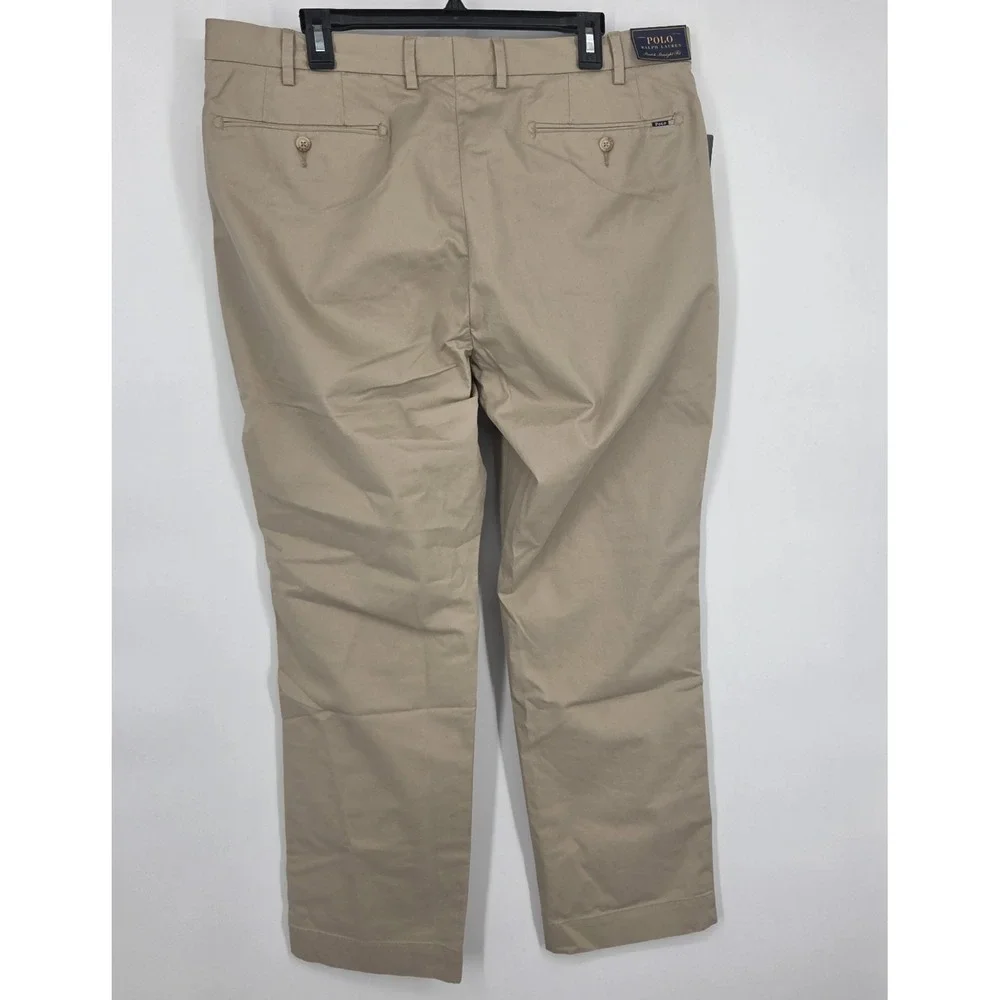 NEW Polo Ralph Lauren Greenwich Stretch Straight Chino Pant Mens 38x30 Beige NWT